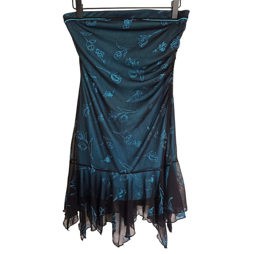 Vintage Y2K Taboo Strapless Fairycore Dress Blue Sheer Size M